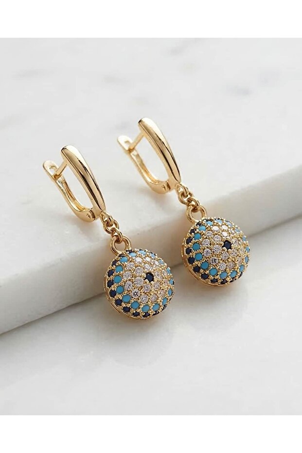 Auravia Inlaid Stone Dangle Evil Eye Beaded Xuping Earrings