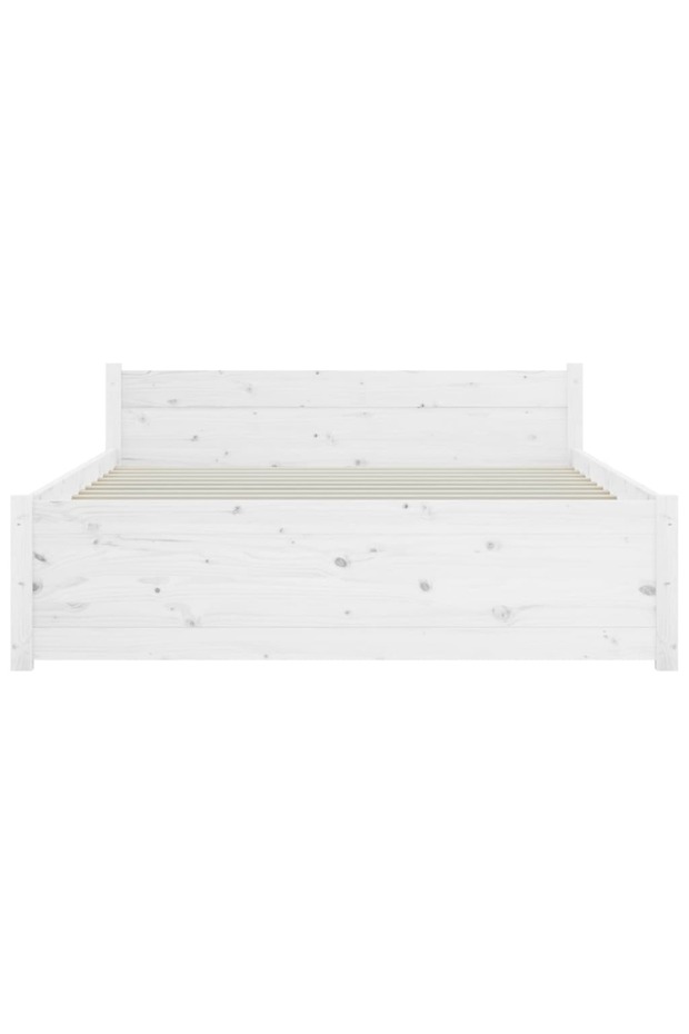 Double bed frame 4FT6, white, 135x190 cm, solid wood - 4