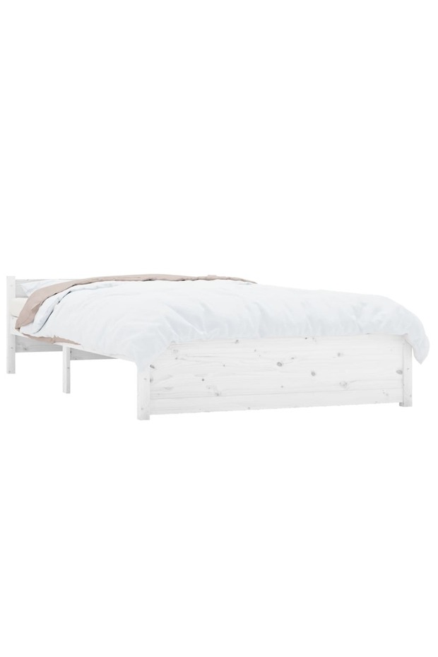 Double bed frame 4FT6, white, 135x190 cm, solid wood - 3