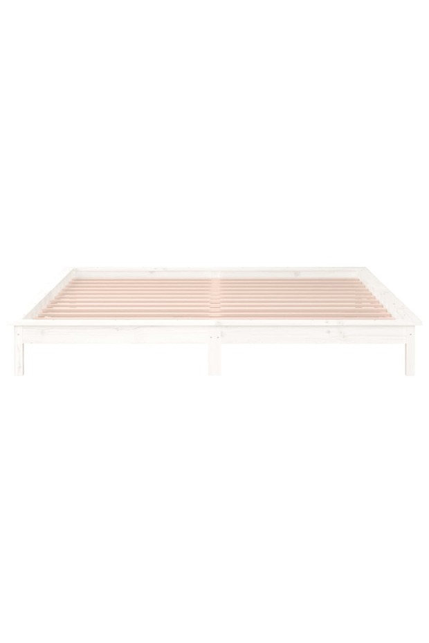 Bed frame with LED, white, 140x190 cm, solid wood - 7