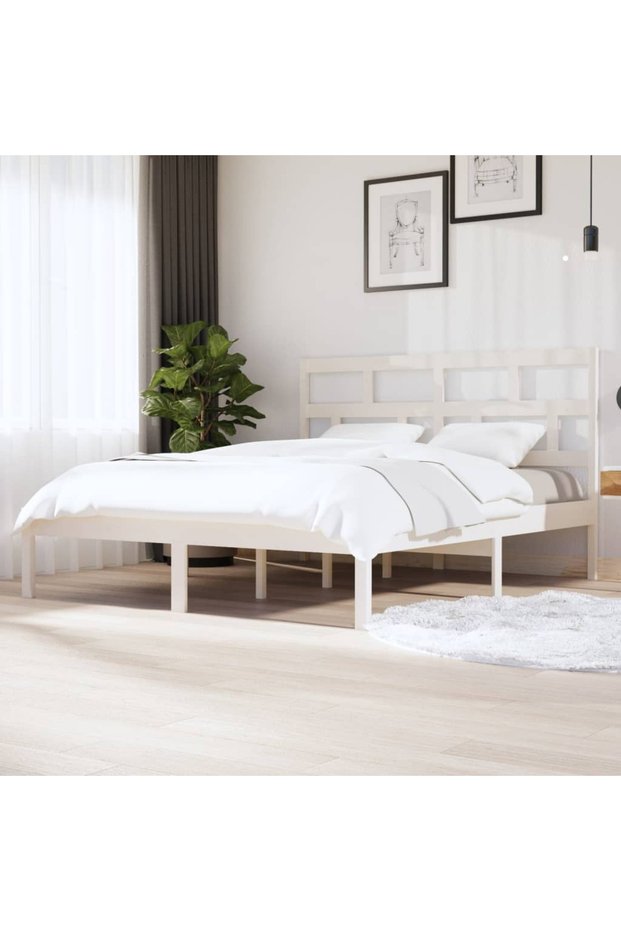 Super King 6FT bed frame, white, 180x200 cm, solid wood