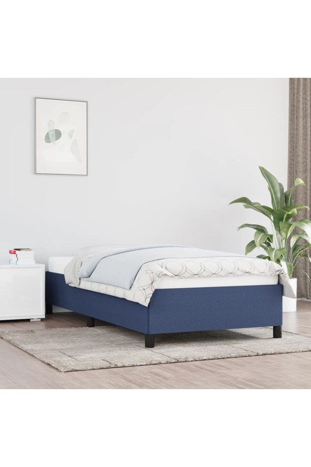 Bed frame, blue, 90x190 cm, textile