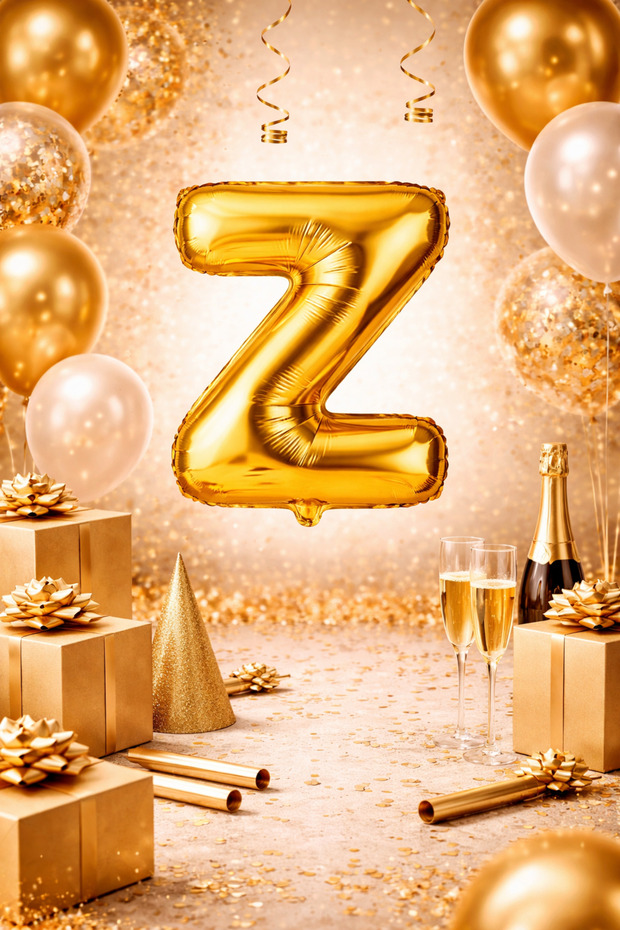 Gold "Z" Letter Foil Balloon – 100 cm