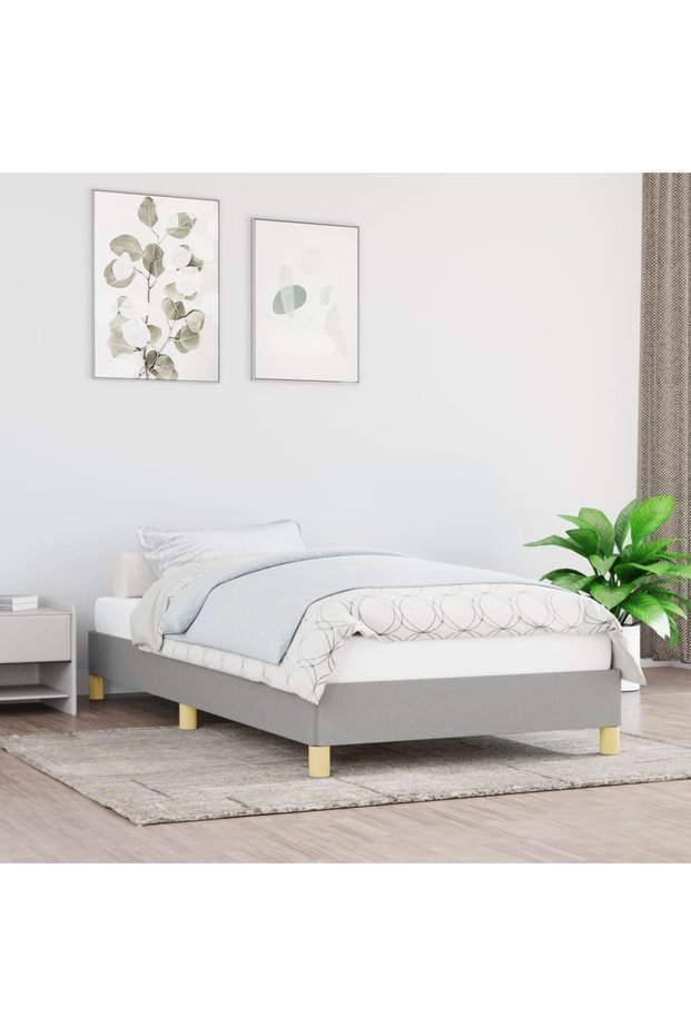 Bed frame, light grey, 90x200 cm, textile