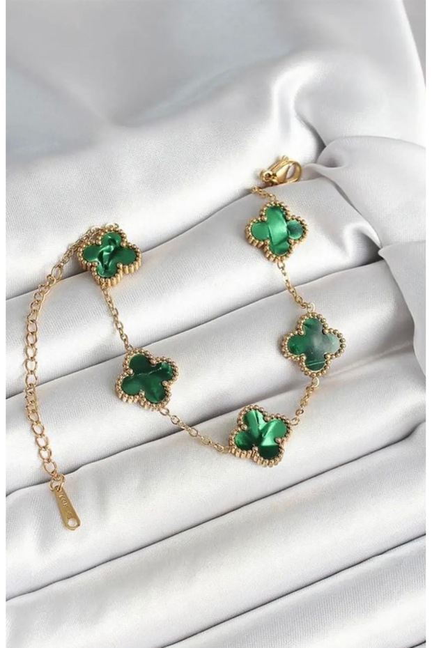 Steel Emerald Green Bracelet, Does Not Tarnish, Gold Colored
