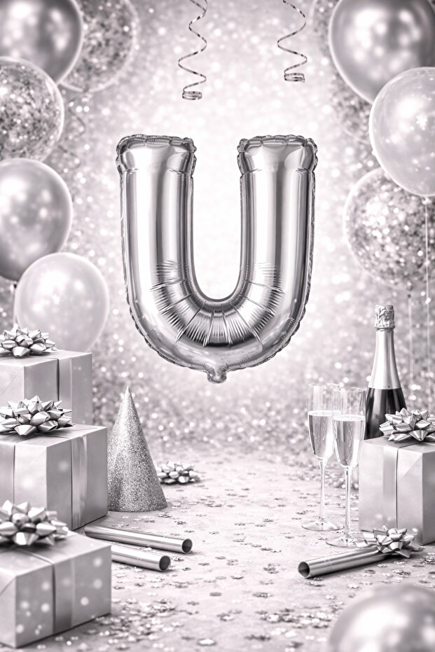 Silver "U" Letter Foil Balloon – 100 cm