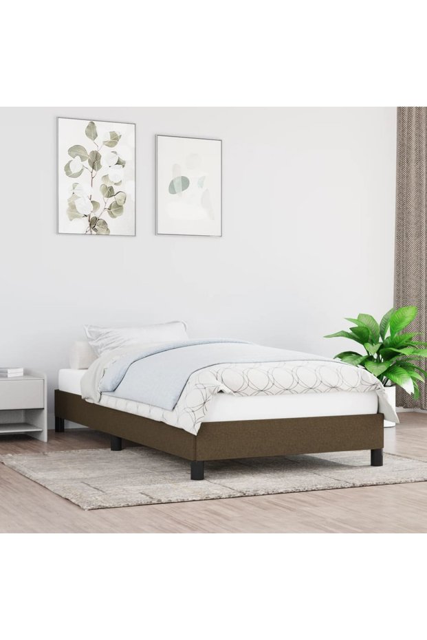 Bed frame, dark brown, 90x190 cm, textile