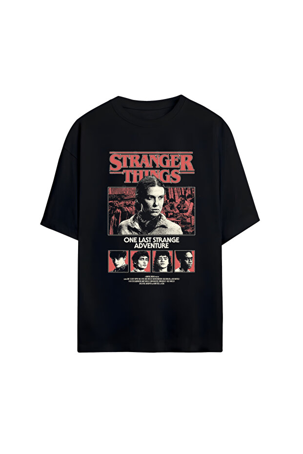 تي شيرت Stranger Things مطبوع للجنسين 100% مقاس كبير مكون من قطن قطع