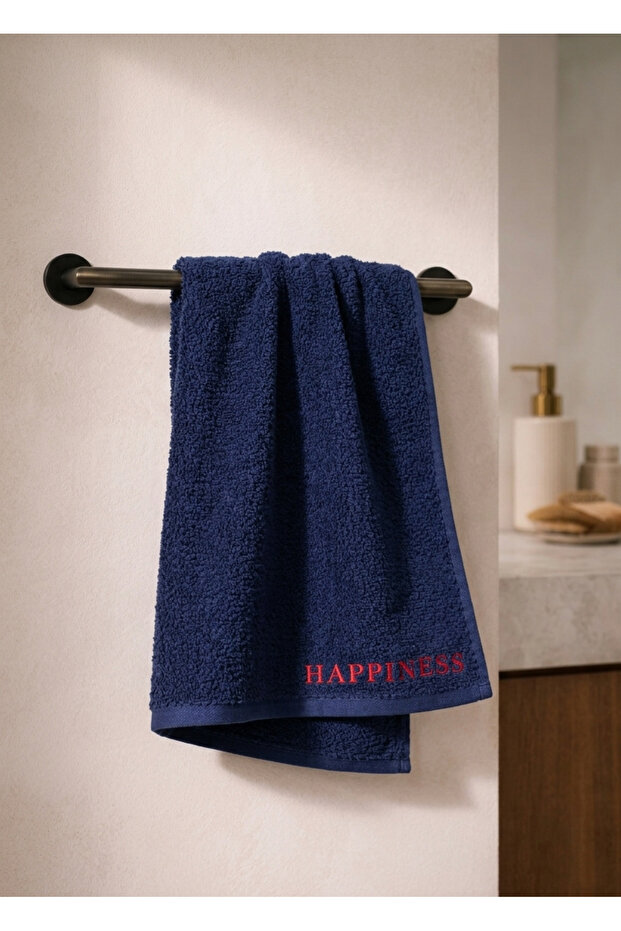 Happiness Embroidered Colorful Hand and Face Hair Towel 50X90