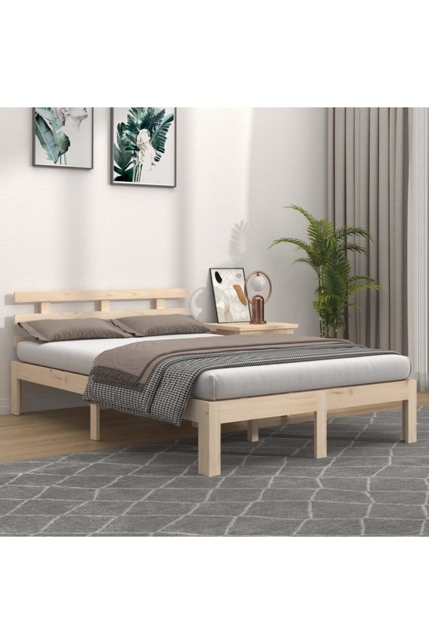 Bed frame, 200x200 cm, solid pine wood