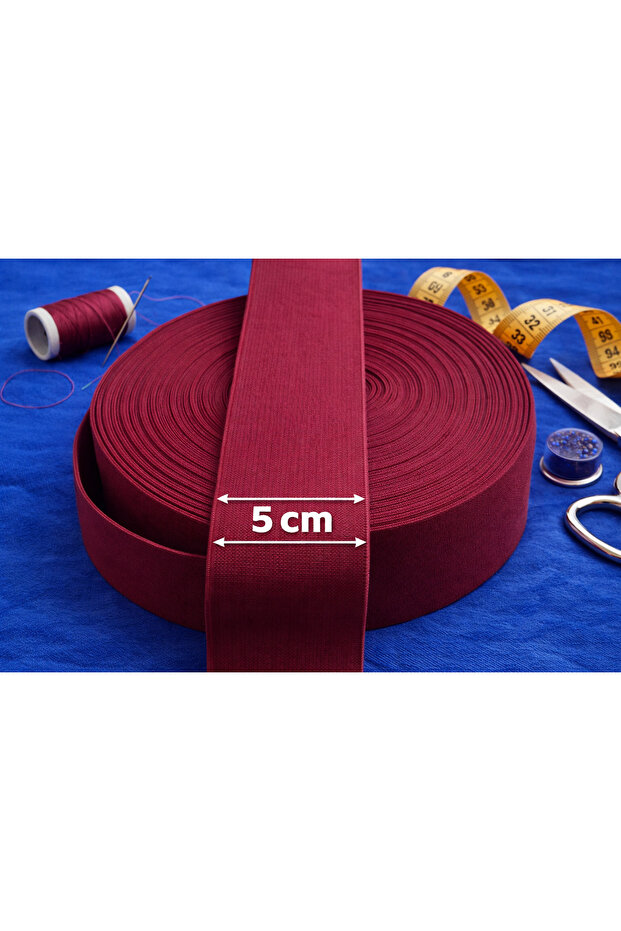 Hardy Woven Burgundy Color 5 cm Durable Leg and Waist Elastic 1 Pack 3 Meters