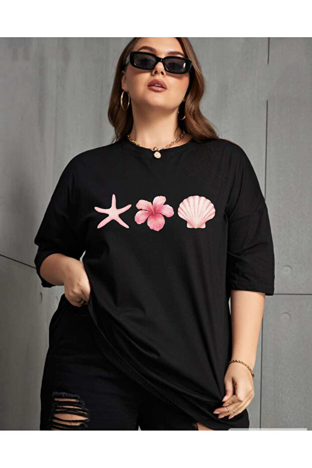 Sea Star Printed Large Size Oversize Cotton Women's Tshirt