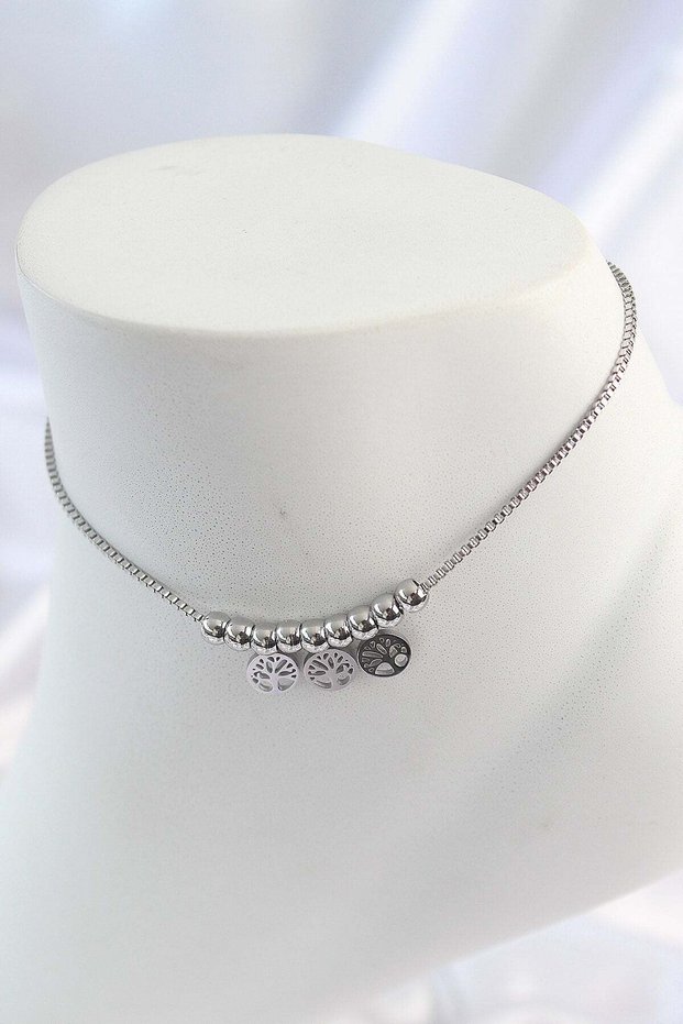 316L Steel Silver Color Tree of Life Model Women's Anklet