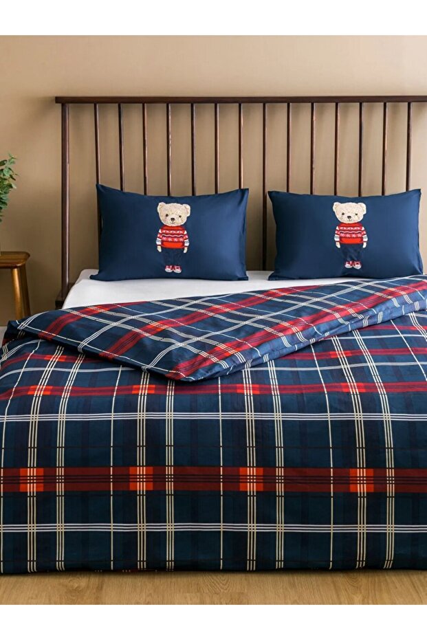 Lcw Home Mixed Bear Teddy Printed Double Duvet Cover Set