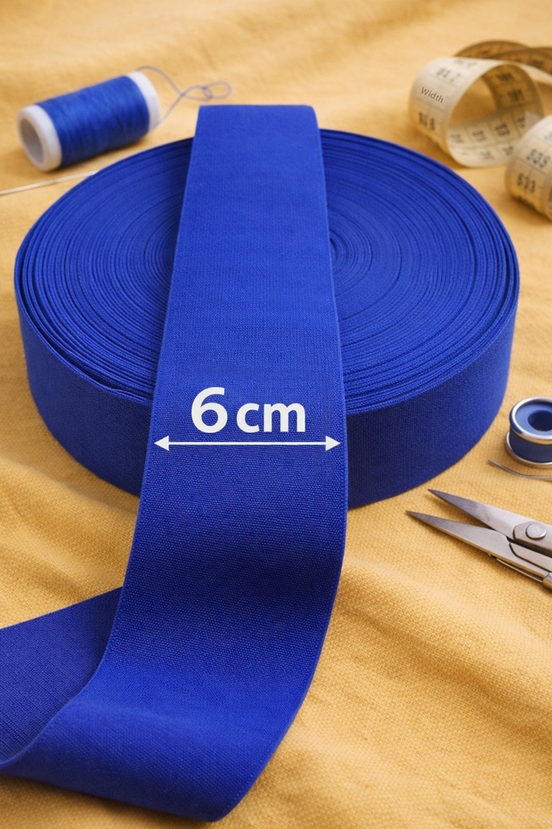 Sert Woven Sax Blue Color 6 cm Durable Leg and Waist Elastic 1 Pack 3 Meters