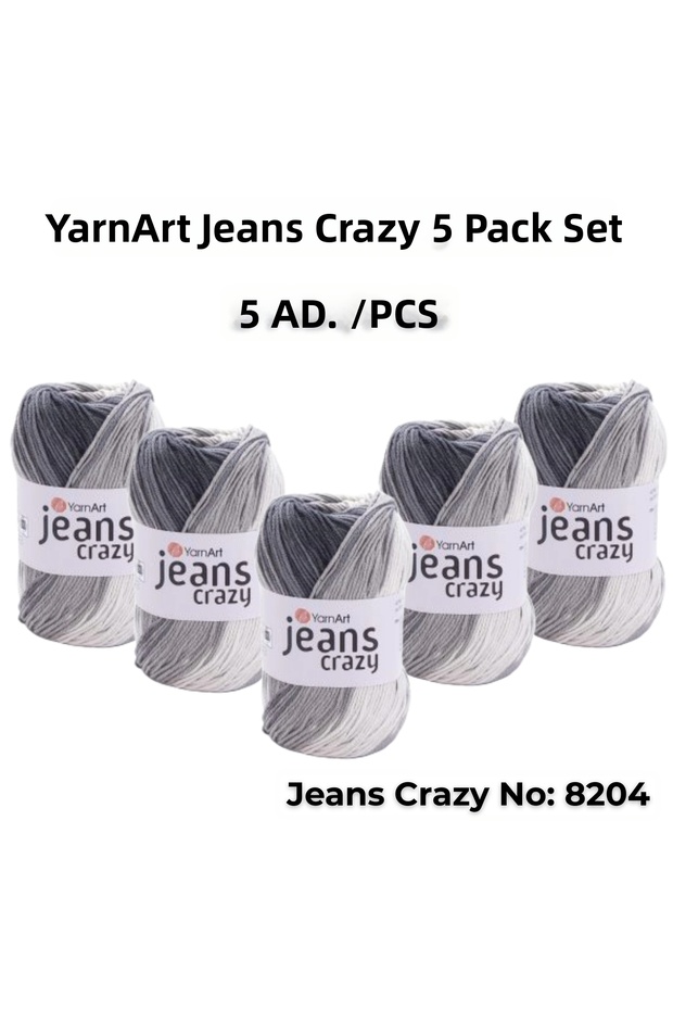 Yarn Art Jeans Crazy Knitting Yarn 8204 Punch Yarn 5-Pack