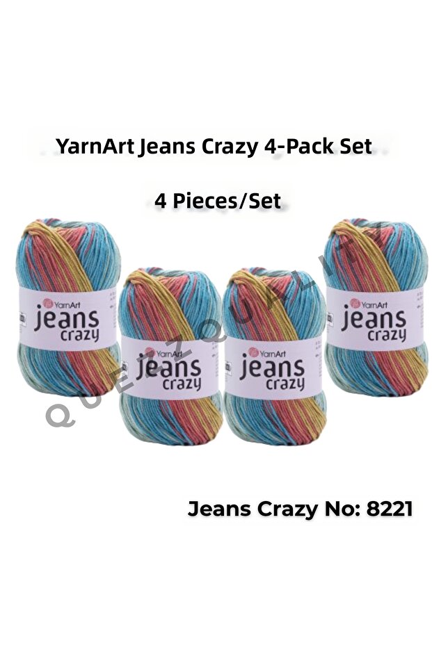 Yarn Art Jeans Crazy Hand Knitting Yarn 8221 Punch Yarn Set of 4