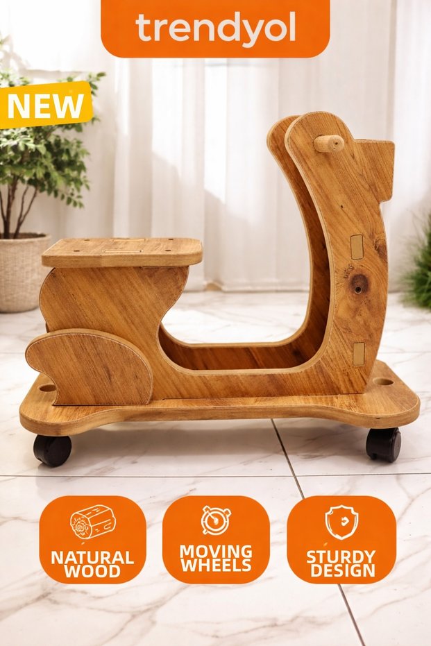 Wooden Children's Skateboard – Wheeled, Drift Car, Balance Enhancer, Natural Toy