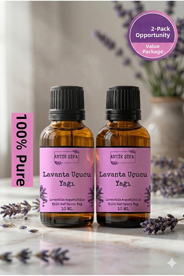 زيت اللافندر - زيت عطري طبيعي غير مخفف بنسبة 100%، عبوتين 10 مل