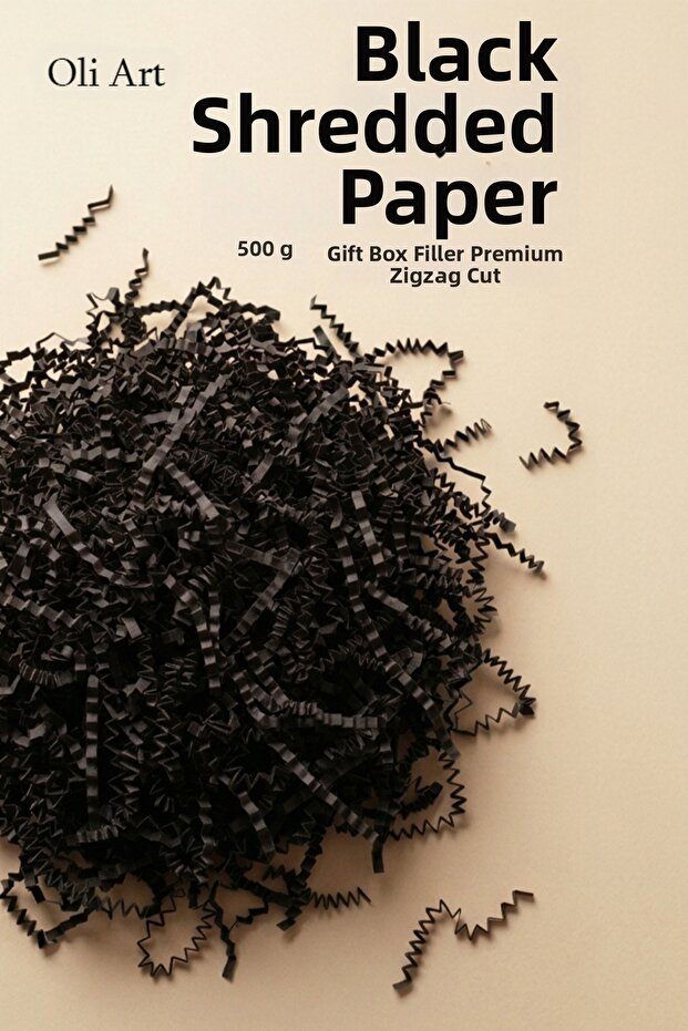 Zigzag Shredded Paper 500gr. BLACK 1 pc. Box Filling Material Tissue Shredded Decorative Filling Material