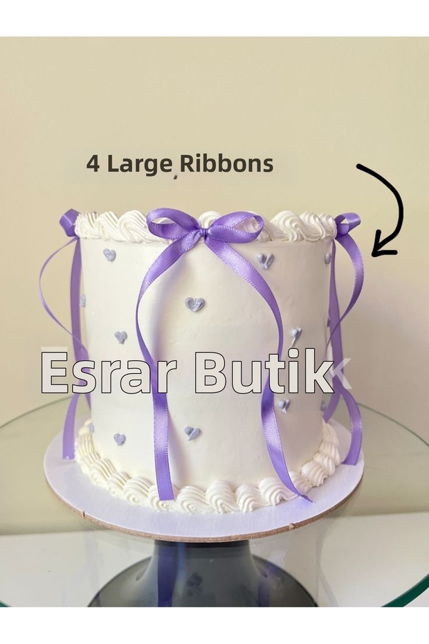Lilac 4 Large + 35 Small Ribbon Bow Ornaments - Cake Balloon Ribbon Bow