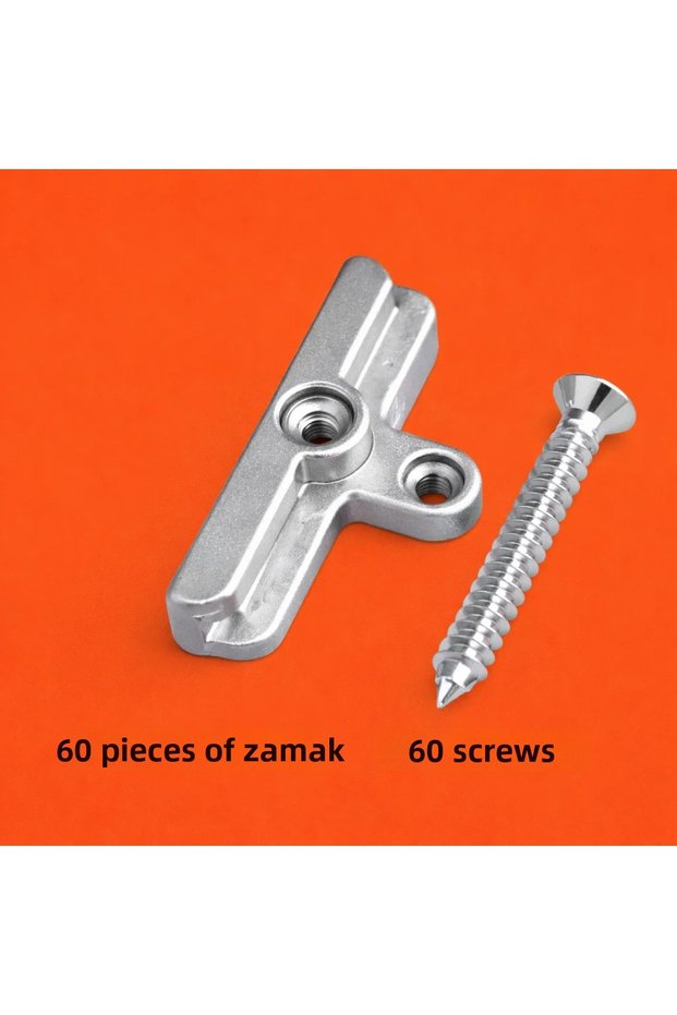 Pvc Lock Strike Plate for Door and Window | 60 Pieces of Zamak with t Holes | Standard Spanish-Style Accessory