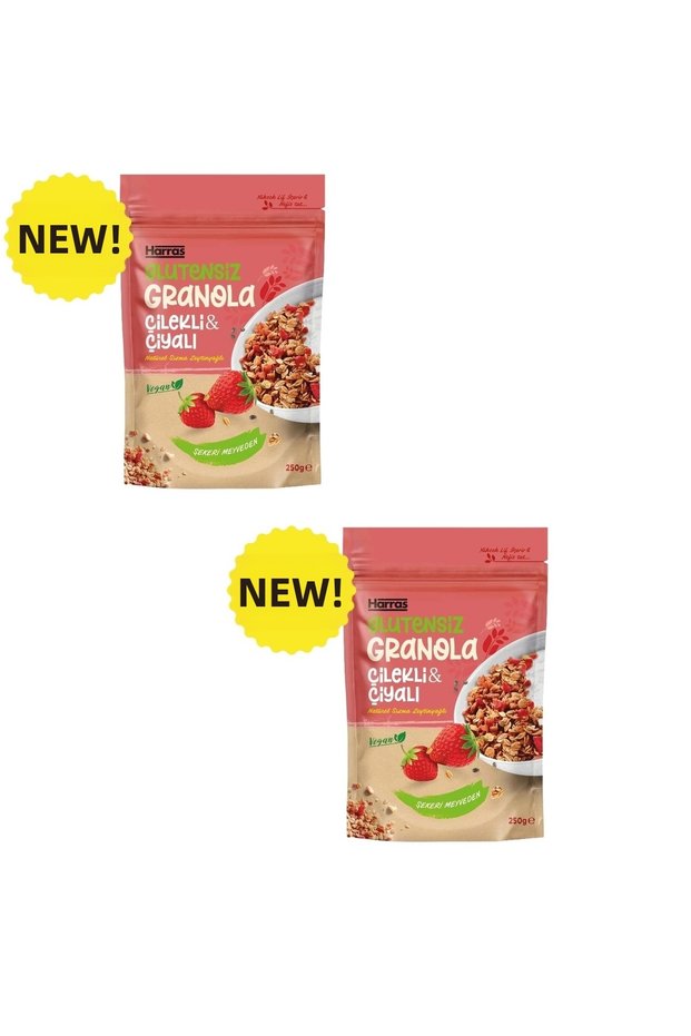 Granola with Strawberries and Chia Seeds Gluten-Free No Added Sugar 300 Gr 2 Pieces (Total 600 Gr)
