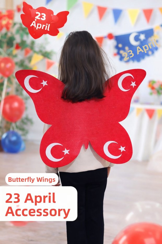 23 April Cape Butterfly Wing Preschool Children's Performance Costume Felt with Flag