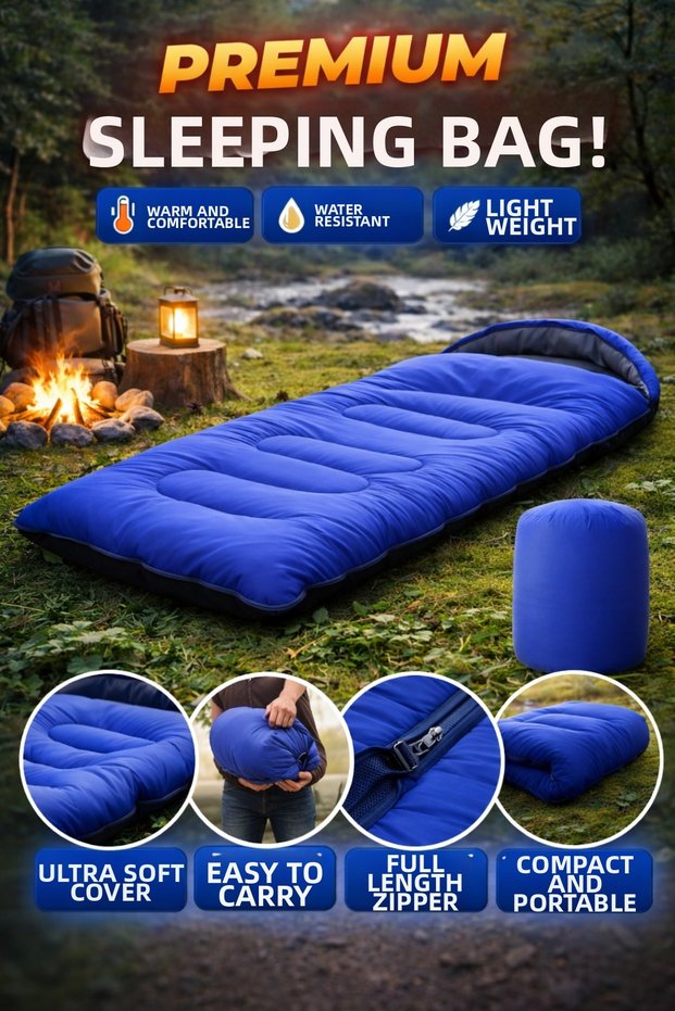 -29 ° C Waterproof Picnic/Camping/Holiday Sleeping Bag Blue
