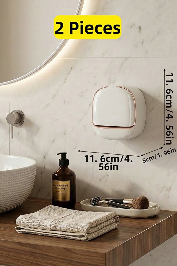 2 Pieces Decorative New Generation Soap Dish Set, Solid Soap Box with Snap-On Lid