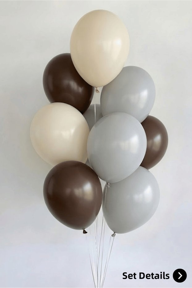 Gray Brown Sea Sand Pastel Balloon Set 10 Pieces Birthday Party Decoration