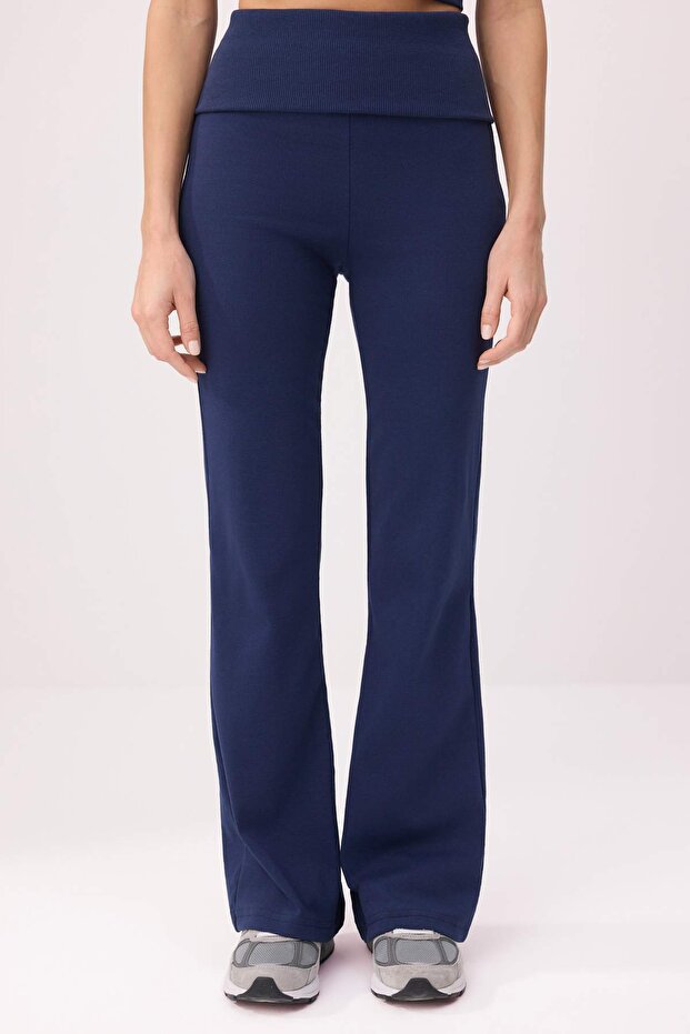 Wardrobe Essentials-Lacivert Fitted/Vücuda Oturan Kolsuz Örme Alt-Üst Takım TWOSS26AU00122 - 3