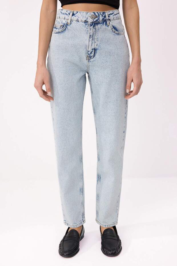Açık Mavi Yüksek Bel Mom %100 Pamuk Non-Stretch Jeans TWOSS23JE00085 - 4