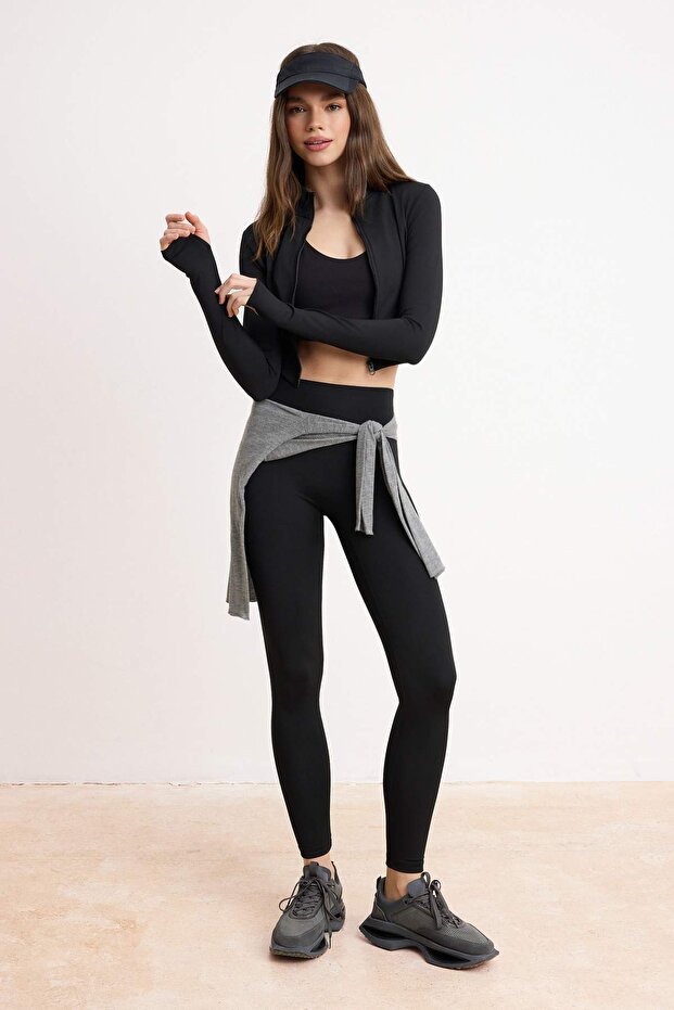 Siyah Dalgıç/Scuba 2'li Spor Ceket - Spor Tayt Alt - Üst Takım THMSS26AU00001 - 1