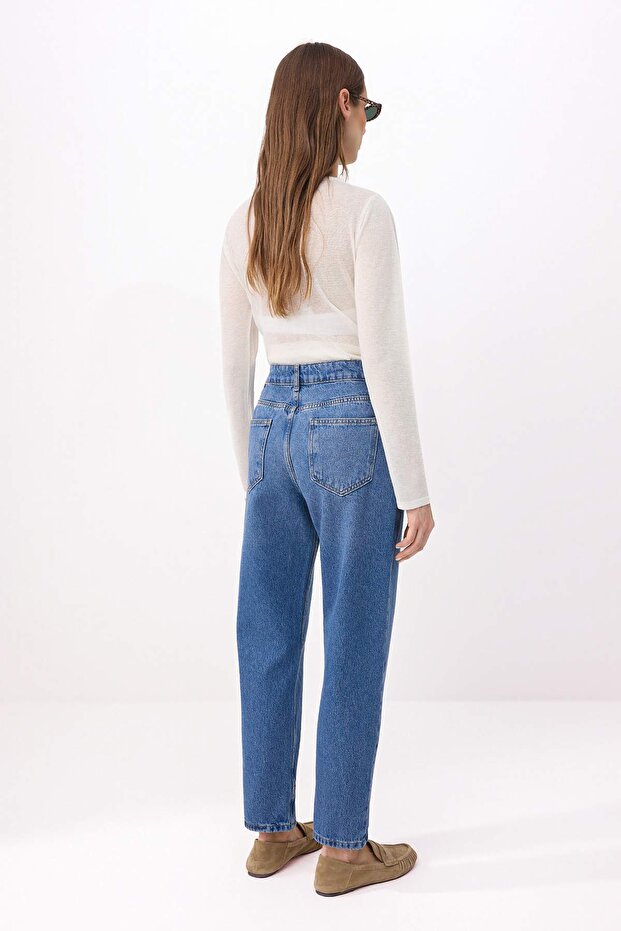 Mavi Yüksek Bel Mom %100 Pamuk Non-Stretch Jeans TWOAW24JE00076 - 4