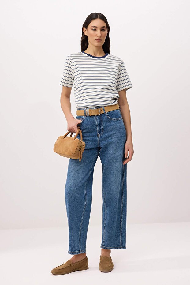 Mavi Dikiş Detaylı Yüksek Bel Az Esnek Barrel Jeans TWOSS26JE00306 - 1