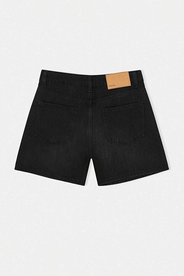 Premium Siyah Tencel Karışımlı Kumaş City Boy Denim Şort TWOSS26SR00186 - 7