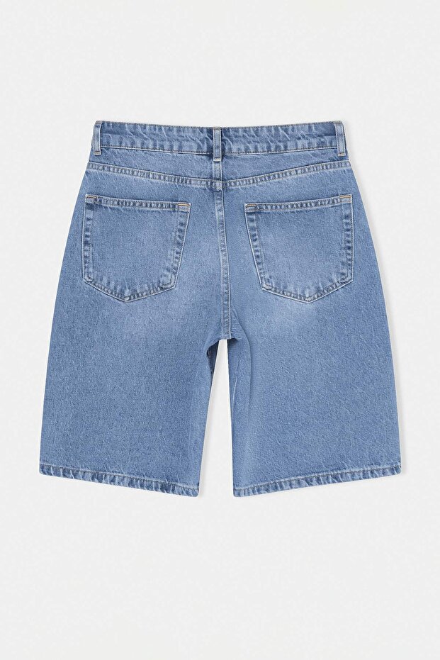 Mavi %100 Pamuk Yüksek Bel Denim Bermuda TWOSS26SR00106 - 6