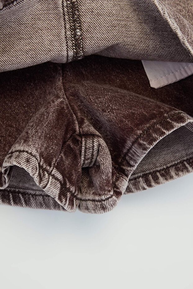 Açık Kahverengi Kız Çocuk Düz Denim Şort Etek TKDSS26SR00015 - 7