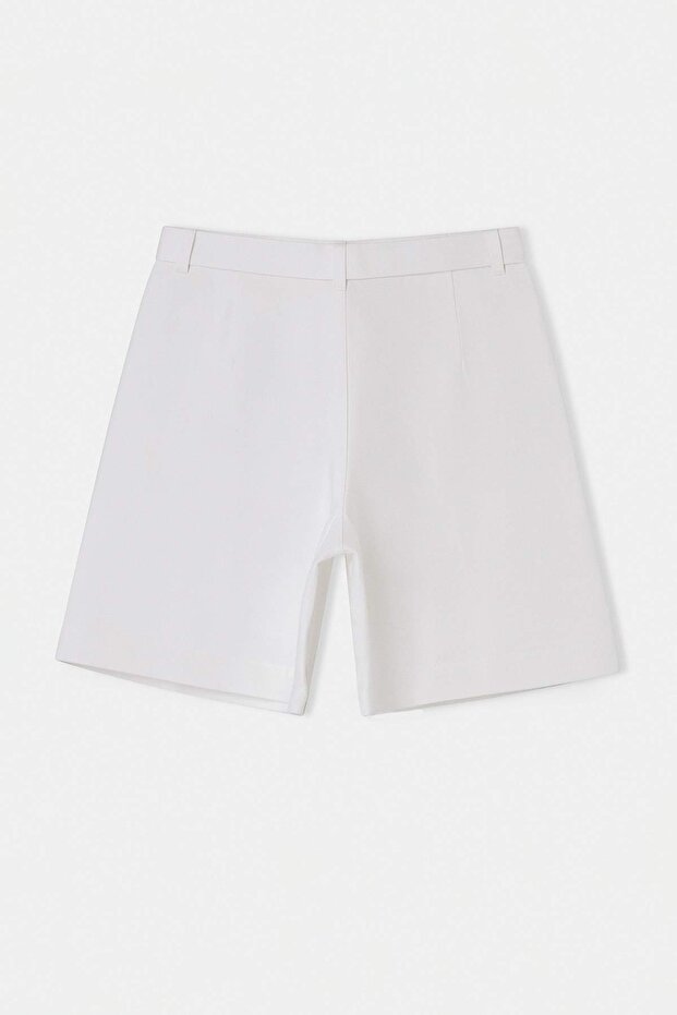 Beyaz Kemerli Yüksek Bel Denim Bermuda TWOSS26SR00151 - 7