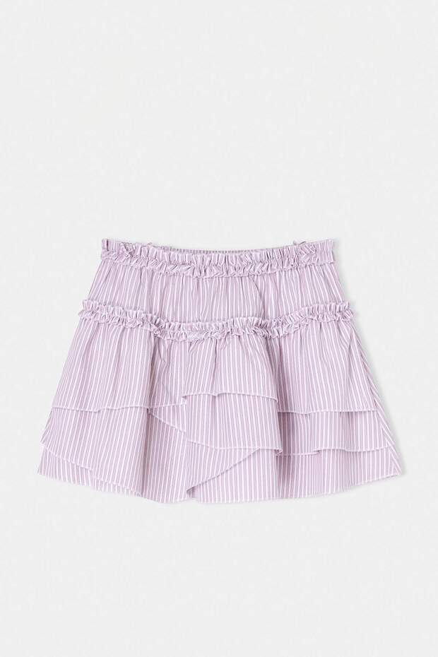 Limited Edition Lila Çizgili Fırfır Detaylı Mini Dokuma Etek TWOSS26ET00130 - 7