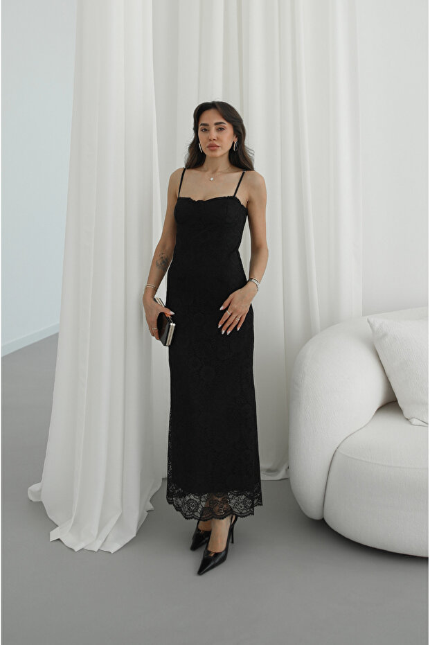 Black Handled Lace Strappy Dress