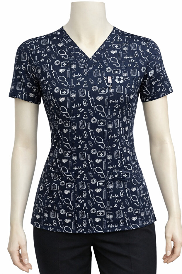 Patterned Nurse Single Top - 2