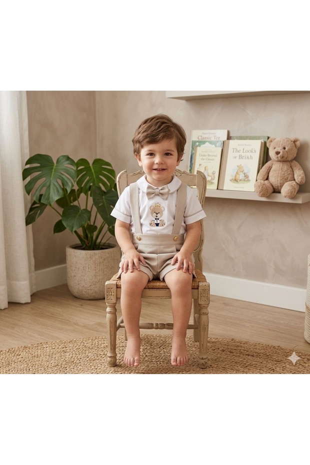 Teddy Bear Concept Beige Shorts Salopettakım