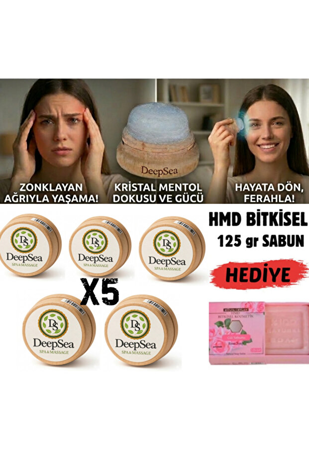 Relaxing Effect for Migraine Headache (5 Pieces) Natural Crystal Menthol Massage Stone-125G Hmd Soap Gift
