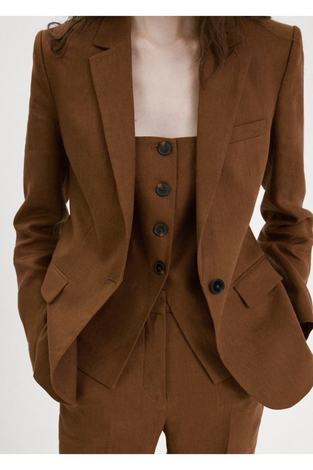 Keten blazer ceket - 5