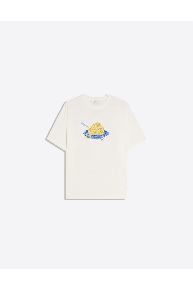 Cacio E Pepe Printed Crew Neck Oversize Trendy Women's T-Shirt