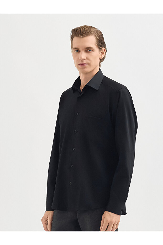 Erkek Regular Fıt Gömlek-Siyah - 3