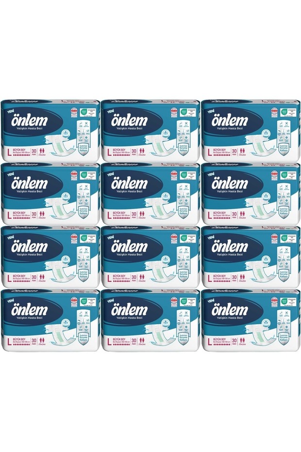 Adult Diapers with Waist Band Textile Surface L - Large - Big 360 Pieces (12Pk*30)