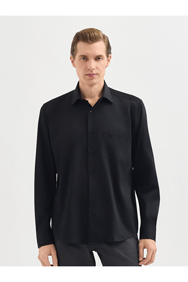 Erkek Regular Fıt Gömlek-Siyah - 2